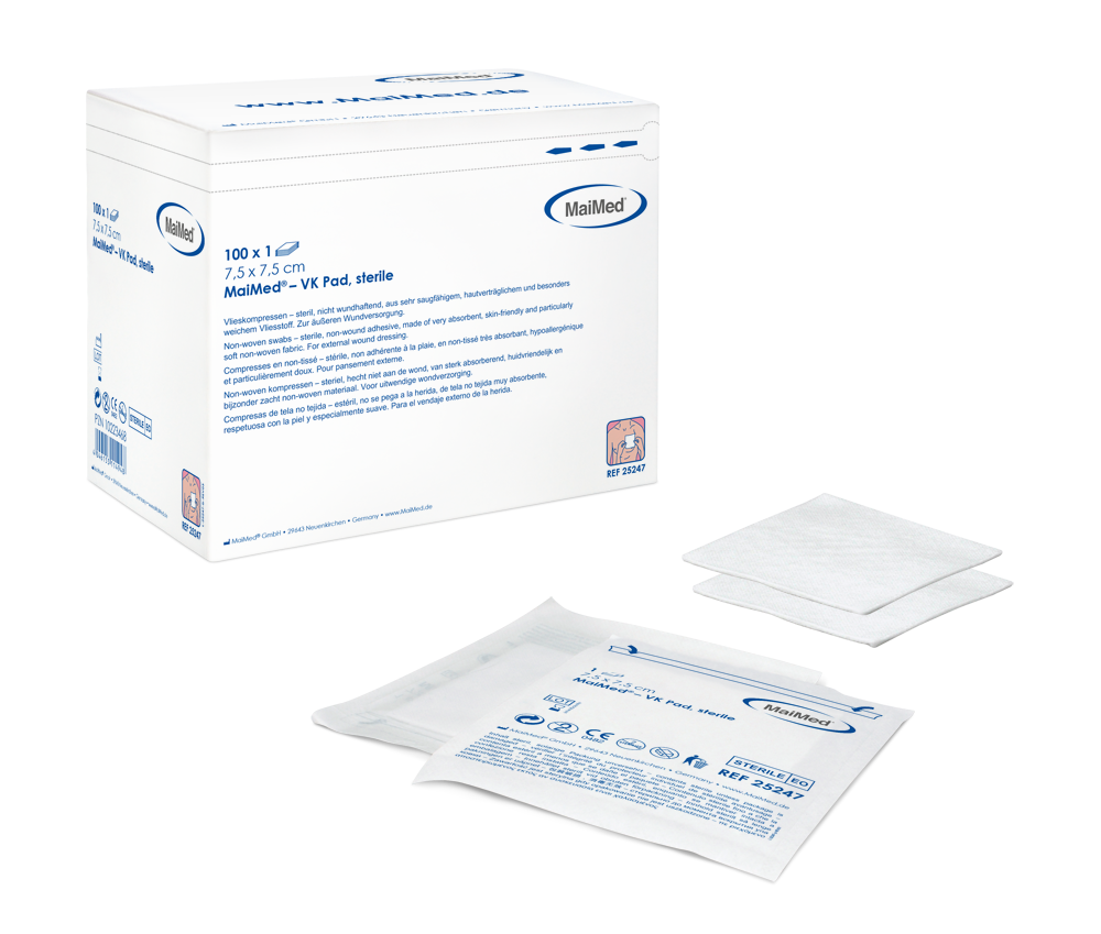 VK Pad - niet inklevende kompressen - steriel - 7,5 x 7,5 cm - 1 x 100 st