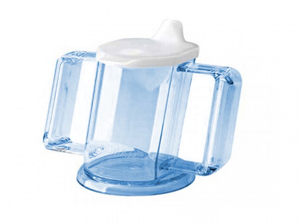 Handycup drinkbeker met 2 tuitjes - transparant blauw - 237 ml  - 1 st