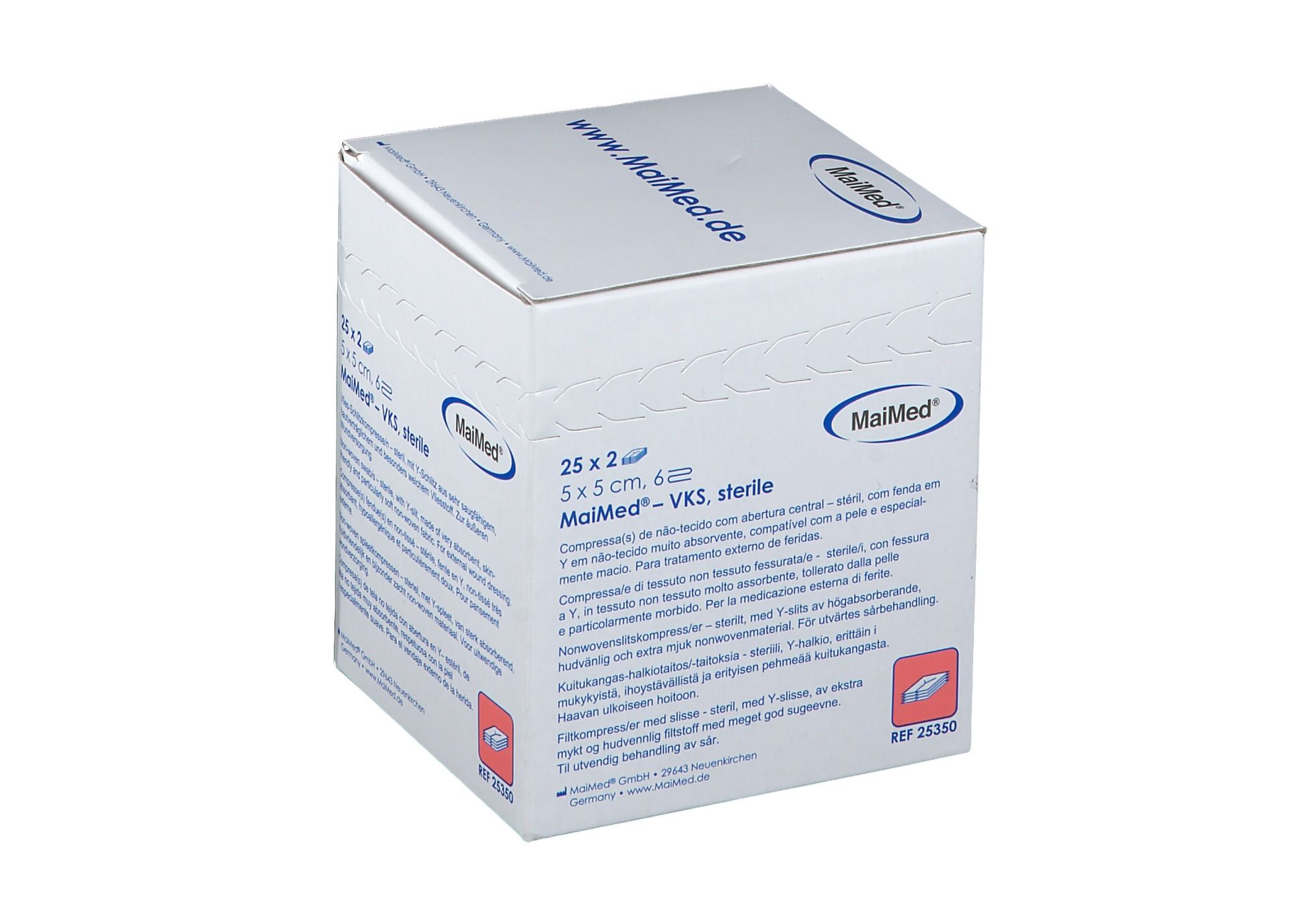 Y-split kompressen - non-woven - 5 x 5 cm - verpakt per 2 st - 25 x 2 st